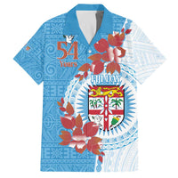 Personalised Fiji Day Family Matching Puletasi and Hawaiian Shirt Fijian Tapa Pattern Mix Tagimoucia - Blue Version LT14 Dad's Shirt - Short Sleeve Blue - Polynesian Pride