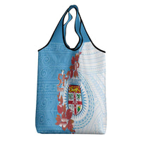Personalised Fiji Day Grocery Bag Fijian Tapa Pattern Mix Tagimoucia - Blue Version