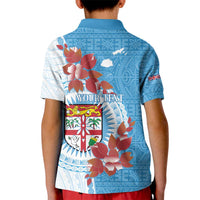 Personalised Fiji Day Kid Polo Shirt Fijian Tapa Pattern Mix Tagimoucia - Blue Version