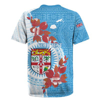 Personalised Fiji Day Rugby Jersey Fijian Tapa Pattern Mix Tagimoucia - Blue Version