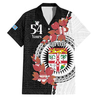 Personalised Fiji Day Family Matching Mermaid Dress and Hawaiian Shirt Fijian Tapa Pattern Mix Tagimoucia - Black Version LT14 Dad's Shirt - Short Sleeve Black - Polynesian Pride