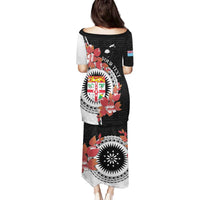 Personalised Fiji Day Family Matching Puletasi and Hawaiian Shirt Fijian Tapa Pattern Mix Tagimoucia - Black Version LT14 - Polynesian Pride