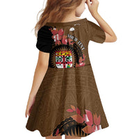 Personalised Fiji Day Family Matching Short Sleeve Bodycon Dress and Hawaiian Shirt Fijian Tapa Pattern Mix Tagimoucia - Brown Version LT14 - Polynesian Pride