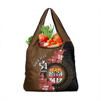 Personalised Fiji Day Grocery Bag Fijian Tapa Pattern Mix Tagimoucia - Brown Version