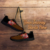 Personalised Fiji Day Sneakers Fijian Tapa Pattern Mix Tagimoucia - Brown Version