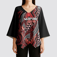 Aotearoa Iwi Ngapuhi Personalised Kimono Sleeve Blouse NZ Maori Humpback Whale Taniko Motifs LT14 - Polynesian Pride