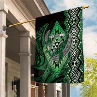 Aotearoa Iwi Ngai Tahu Garden Flag NZ Maori Humpback Whale Taniko Motifs LT14 House Flag Green - Polynesian Pride