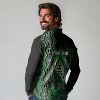 Aotearoa Iwi Ngai Tahu Personalised Long Sleeve Polo Shirt NZ Maori Humpback Whale Taniko Motifs LT14 - Polynesian Pride