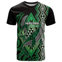 Aotearoa Iwi Ngai Tahu Personalised T Shirt NZ Maori Humpback Whale Taniko Motifs LT14 Green - Polynesian Pride