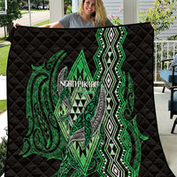 Aotearoa Iwi Ngati Pikiao Quilt NZ Maori Humpback Whale Taniko Motifs LT14 Green - Polynesian Pride