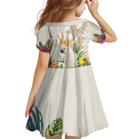New Zealand Cacatua Galerita Family Matching Short Sleeve Bodycon Dress and Hawaiian Shirt Aotearoa Cockatoo Tropical Flowers LT14 - Polynesian Pride