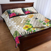 New Zealand Cacatua Galerita Quilt Bed Set Aotearoa Cockatoo Tropical Flowers
