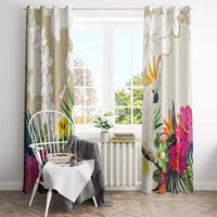 New Zealand Cacatua Galerita Window Curtain Aotearoa Cockatoo Tropical Flowers