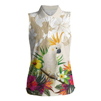 New Zealand Cacatua Galerita Women Sleeveless Polo Shirt Aotearoa Cockatoo Tropical Flowers