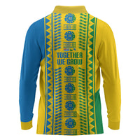 Malampa Fiji Day Long Sleeve Polo Shirt 10 October Together We Grow Tapa Motifs