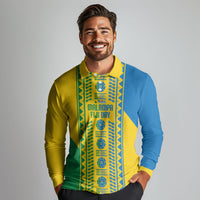 Malampa Fiji Day Long Sleeve Polo Shirt 10 October Together We Grow Tapa Motifs