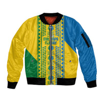Malampa Fiji Day Sleeve Zip Bomber Jacket 10 October Together We Grow Tapa Motifs