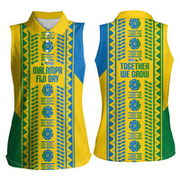 Malampa Fiji Day Women Sleeveless Polo Shirt 10 October Together We Grow Tapa Motifs