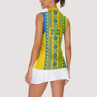 Malampa Fiji Day Women Sleeveless Polo Shirt 10 October Together We Grow Tapa Motifs