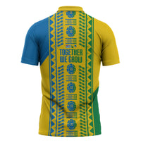 Malampa Fiji Day Zipper Polo Shirt 10 October Together We Grow Tapa Motifs
