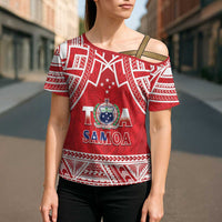Samoa Rugby Custom Cross Shoulder Shirt Toa Samoa Pacific Sporty Red - Polynesian Pride