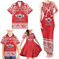 Samoa Rugby Custom Family Matching Tank Maxi Dress and Hawaiian Shirt Toa Samoa Pacific Sporty Red - Polynesian Pride