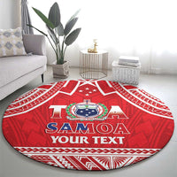 Samoa Rugby Custom Round Carpet Toa Samoa Pacific Sporty Red - Polynesian Pride