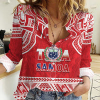 Samoa Rugby Custom Women Casual Shirt Toa Samoa Pacific Sporty Red - Polynesian Pride