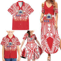 Toa Samoa Rugby Custom Family Matching Summer Maxi Dress and Hawaiian Shirt Samoa mo Samoa Polynesian Pacific Red - Polynesian Pride