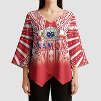 Toa Samoa Rugby Custom Kimono Sleeve Blouse Samoa mo Samoa Polynesian Pacific Red - Polynesian Pride