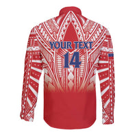 Toa Samoa Rugby Custom Long Sleeve Button Shirt Samoa mo Samoa Polynesian Pacific Red - Polynesian Pride