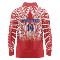 Toa Samoa Rugby Custom Long Sleeve Polo Shirt Samoa mo Samoa Polynesian Pacific Red - Polynesian Pride