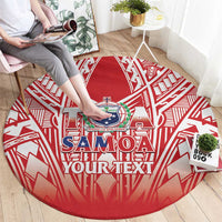 Toa Samoa Rugby Custom Round Carpet Samoa mo Samoa Polynesian Pacific Red - Polynesian Pride