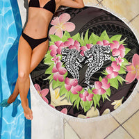 Polynesia Valentine's Day Beach Blanket Hammerhead Shark Plumeria With Polynesian Pattern