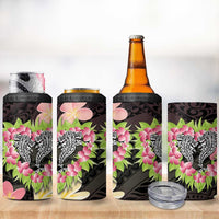 Polynesia Valentine's Day 4 in 1 Can Cooler Tumbler Hammerhead Shark Plumeria With Polynesian Pattern