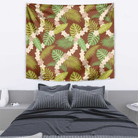Brown Hawaii Plumeria Lei With Tropical Leaves Tapestry