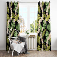 Black Hawaii Plumeria Lei With Tropical Leaves Window Curtain
