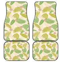 Beige Hawaii Plumeria Lei With Tropical Leaves Car Mats