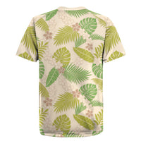 Beige Hawaii Plumeria Lei With Tropical Leaves Rugby Jersey