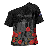 Personalised New Zealand ANZAC Day Cross Shoulder Shirt Lest We Forget Soldier Memorial