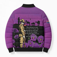 ANZAC Soldier and War Animals Bomber Puffer Jacket We Will Remember Them