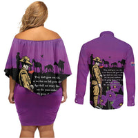 ANZAC Soldier and War Animals Couples Matching Off Shoulder Short Dress and Long Sleeve Button Shirt We Will Remember Them