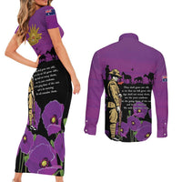 ANZAC Soldier and War Animals Couples Matching Short Sleeve Bodycon Dress and Long Sleeve Button Shirt We Will Remember Them