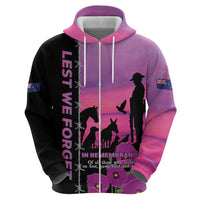 Personalised ANZAC War Animals Zip Hoodie Lest We Forget Memorial