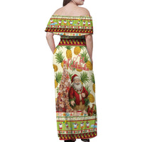 Hawaiian Santa Aloha Pineapple Christmas Family Matching Off Shoulder Maxi Dress and Hawaiian Shirt Mele Kalikimaka LT15 - Polynesian Pride