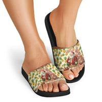 Hawaiian Santa Aloha Pineapple Christmas Slide Sandals Mele Kalikimaka - Polynesian Pride