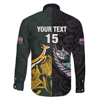New Zealand and South Africa Rugby Custom Family Matching Puletasi and Hawaiian Shirt Silver Fern With Springboks