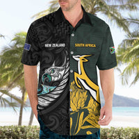 New Zealand and South Africa Rugby Custom Hawaiian Shirt Silver Fern With Springboks