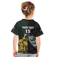 New Zealand and South Africa Rugby Custom Kid T Shirt Silver Fern With Springboks