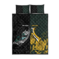 New Zealand and South Africa Rugby Quilt Bed Set Silver Fern With Springboks